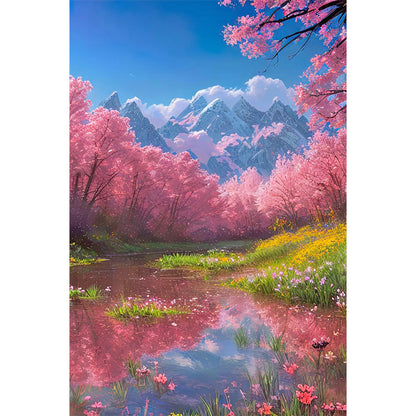 Landscape Flowers - Full Round Drill Diamond Painting 40*60CM