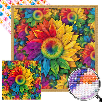 Rainbow Sunflower - Full Round AB Drill Diamond Painting 40*40CM