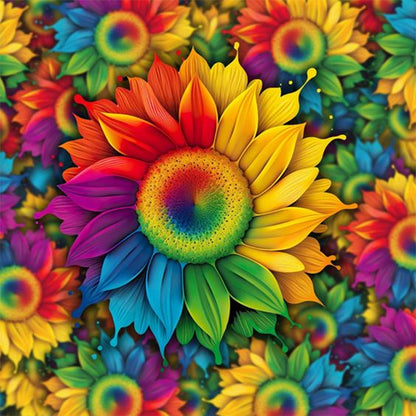 Rainbow Sunflower - Full Round AB Drill Diamond Painting 40*40CM