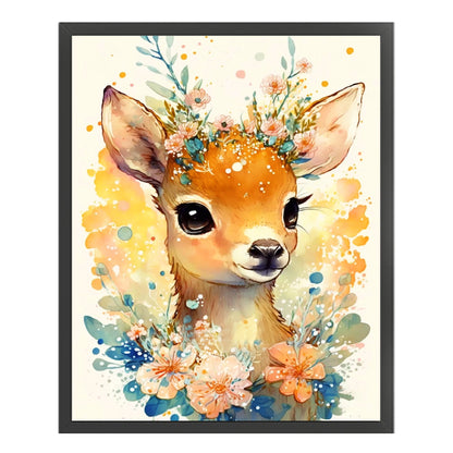 Flowers And Deer - 11CT Stamped Cross Stitch 40*50CM