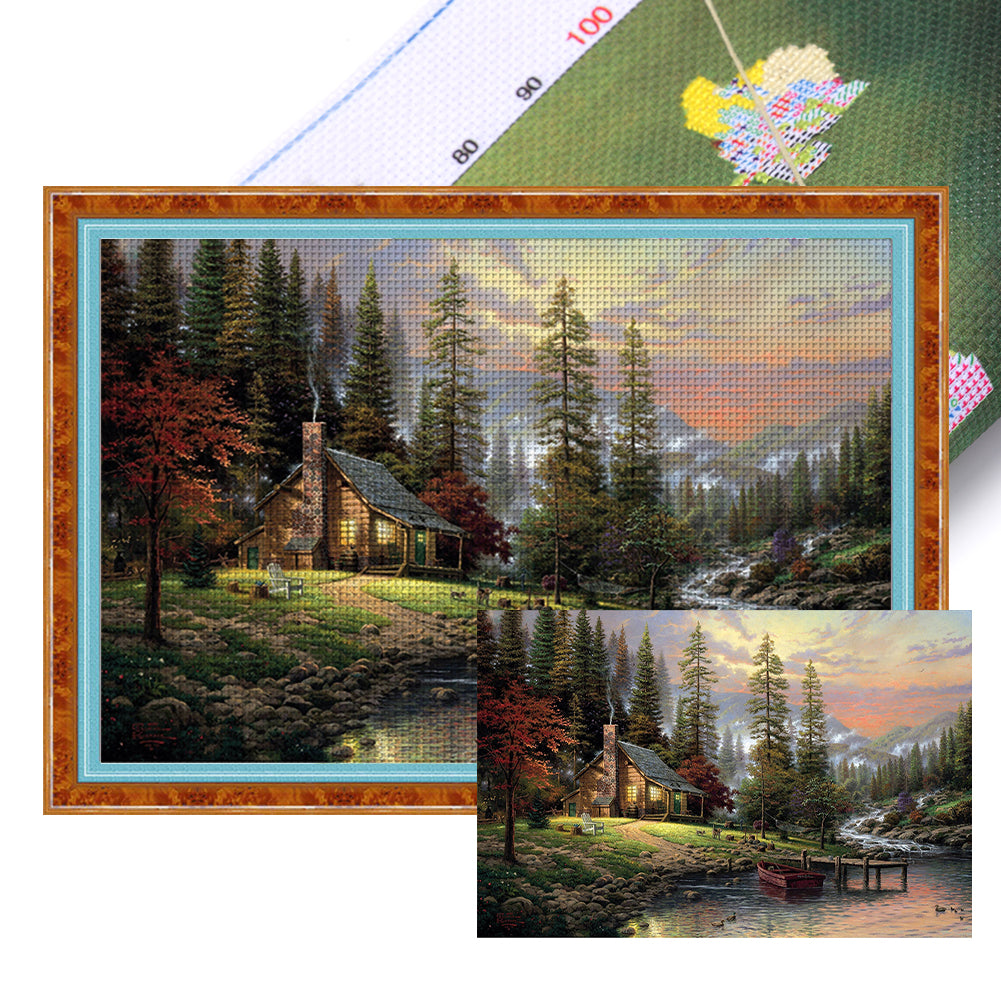 Lake House - 18CT Stamped Cross Stitch 60*40CM