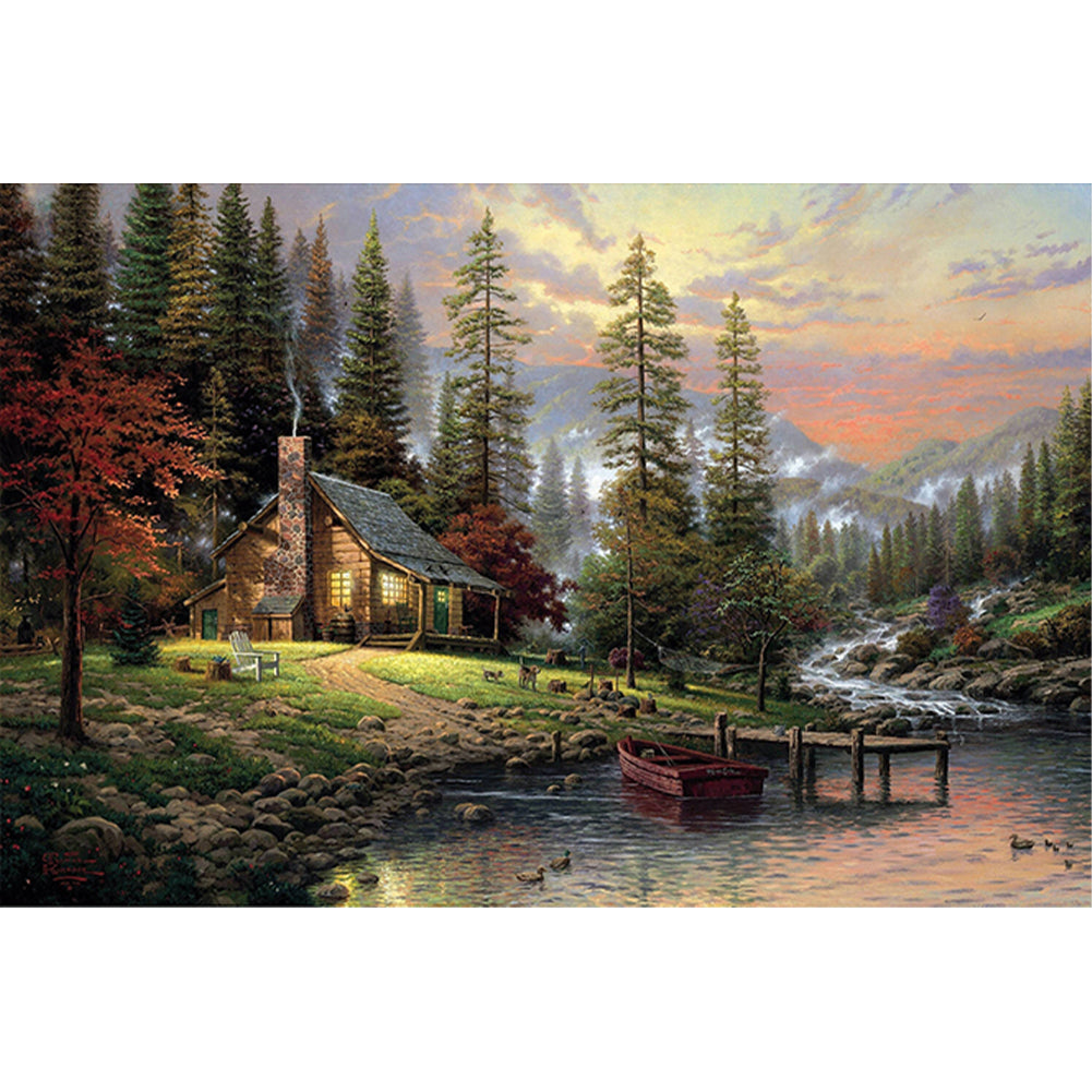 Lake House - 18CT Stamped Cross Stitch 60*40CM