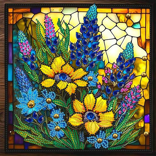 Glass Painting Lavender Sunflower - Special Shaped Drill Diamond Painting 30*30CM