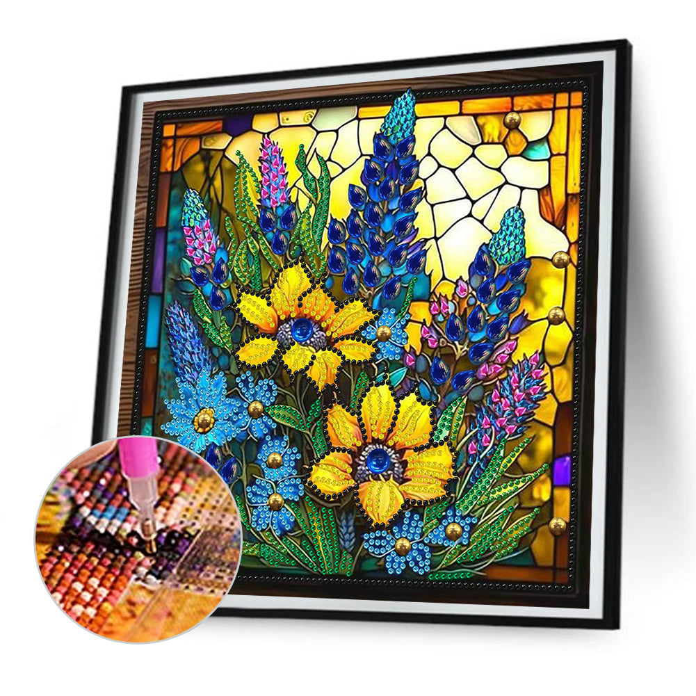 Glass Painting Lavender Sunflower - Special Shaped Drill Diamond Painting 30*30CM