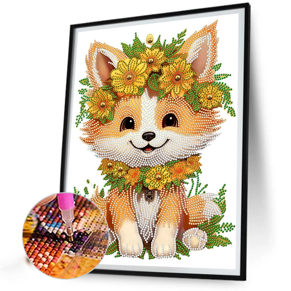 Sunflower Fox - Special Shaped Drill Diamond Painting 30*40CM