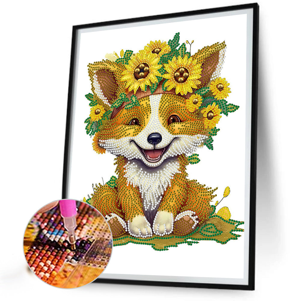 Sunflower Fox - Special Shaped Drill Diamond Painting 30*40CM