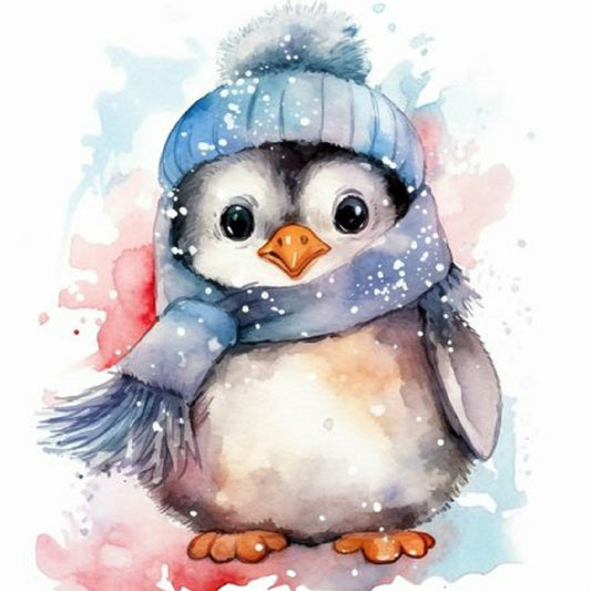 Watercolor Painted Penguin - Full Round Drill Diamond Painting 40*40CM