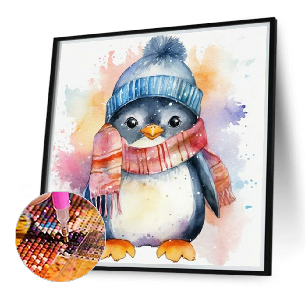 Watercolor Painted Penguin - Full Round Drill Diamond Painting 40*40CM