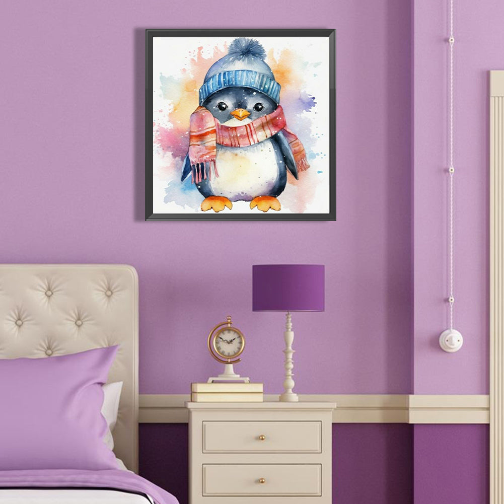 Watercolor Painted Penguin - Full Round Drill Diamond Painting 40*40CM