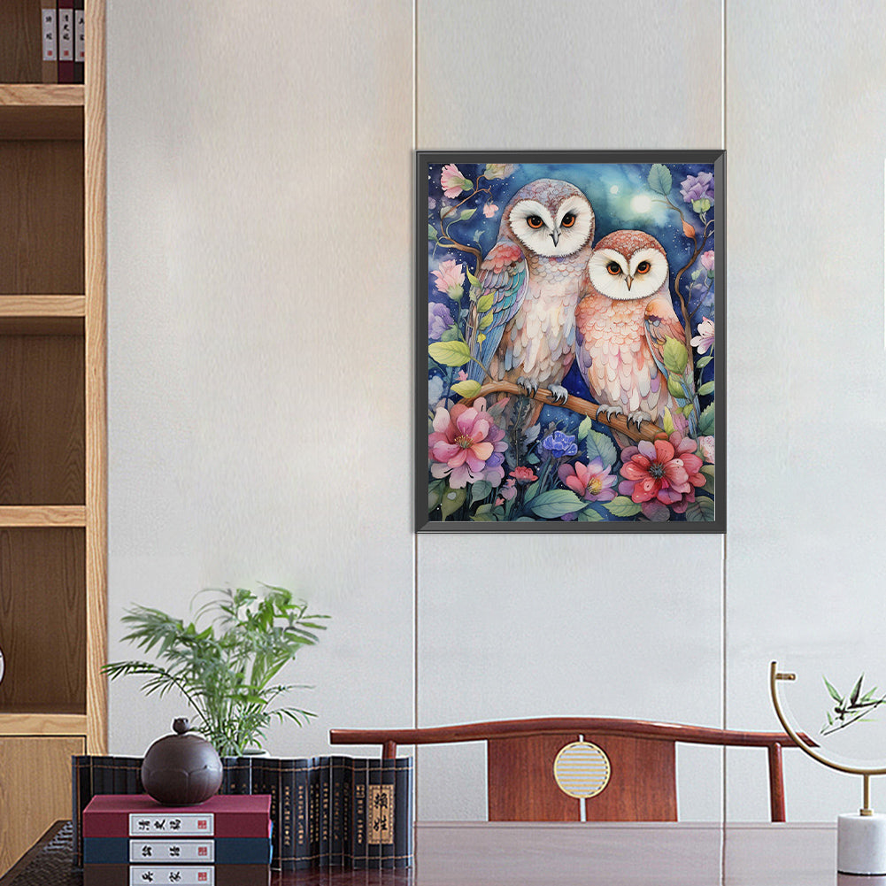 Forest Owl - Full Round Drill Diamond Painting 40*50CM