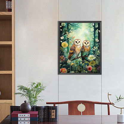 Forest Owl - Full Round Drill Diamond Painting 40*50CM