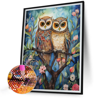 Forest Owl - Full Round Drill Diamond Painting 40*50CM