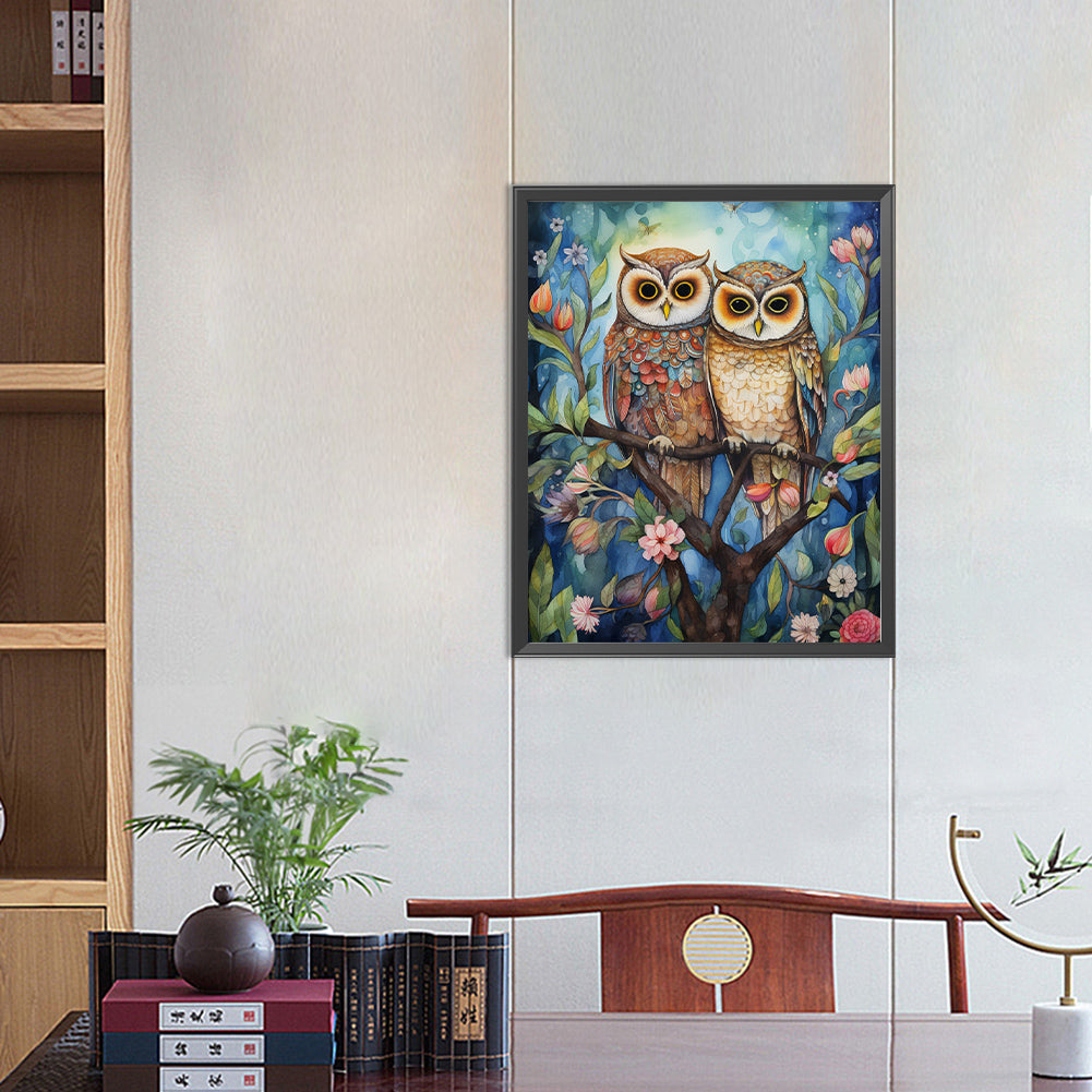 Forest Owl - Full Round Drill Diamond Painting 40*50CM
