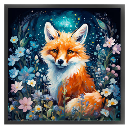 Flowers Fox - 11CT Stamped Cross Stitch 50*50CM