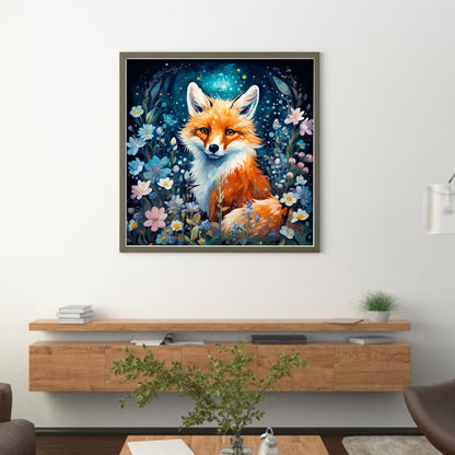 Flowers Fox - 11CT Stamped Cross Stitch 50*50CM