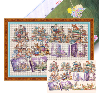 Animals And Books - 11CT Stamped Cross Stitch 90*67CM