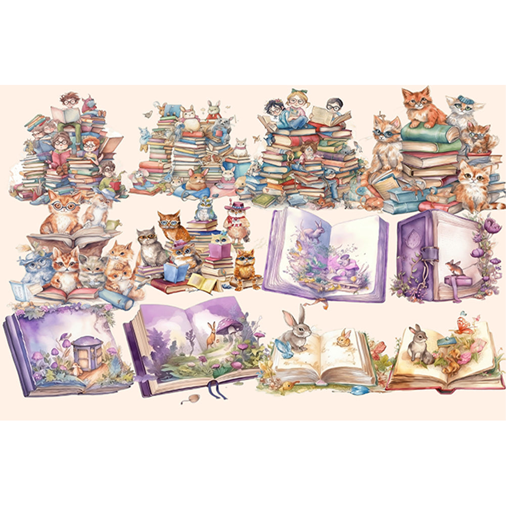 Animals And Books - 11CT Stamped Cross Stitch 90*67CM