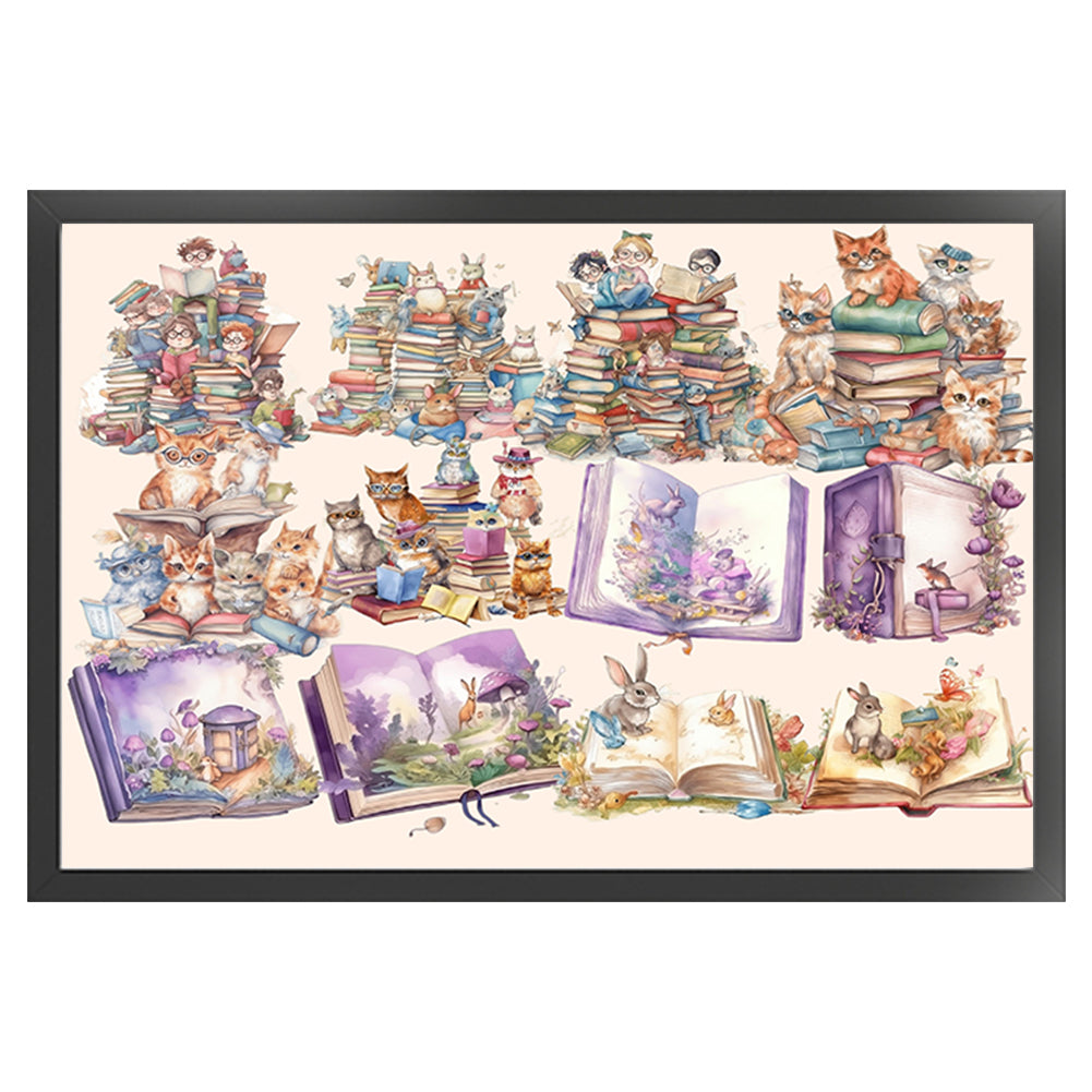 Animals And Books - 11CT Stamped Cross Stitch 90*67CM