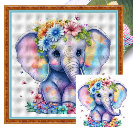 Elephant - 18CT Stamped Cross Stitch 20*20CM