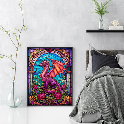 Glass Painting-Pterosaur - 14CT Stamped Cross Stitch 40*55CM