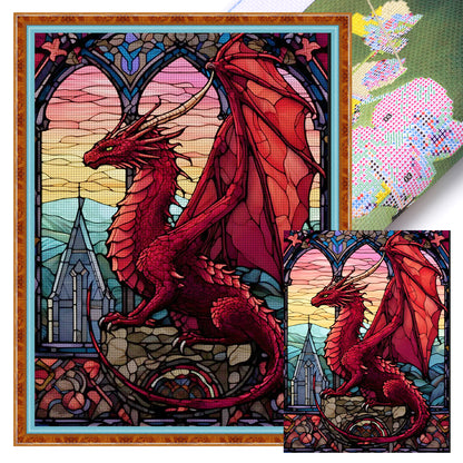 Glass Painting-Pterosaur - 14CT Stamped Cross Stitch 40*55CM