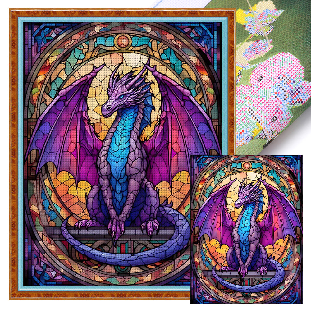 Glass Painting-Pterosaur - 14CT Stamped Cross Stitch 40*55CM