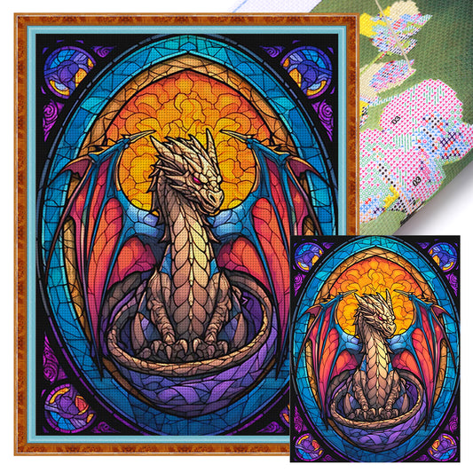 Glass Painting-Pterosaur - 14CT Stamped Cross Stitch 40*55CM