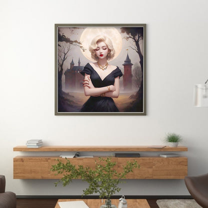 Beautiful Girl With Short Blonde Hair - 11CT Stamped Cross Stitch 50*50CM