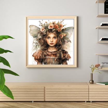 Flowers Butterfly Girl - 11CT Stamped Cross Stitch 50*50CM