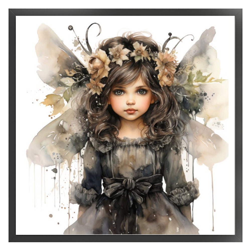 Flowers Butterfly Girl - 11CT Stamped Cross Stitch 50*50CM