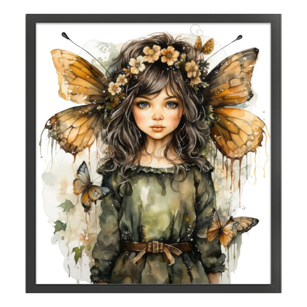 Flowers Butterfly Girl - 11CT Stamped Cross Stitch 50*55CM