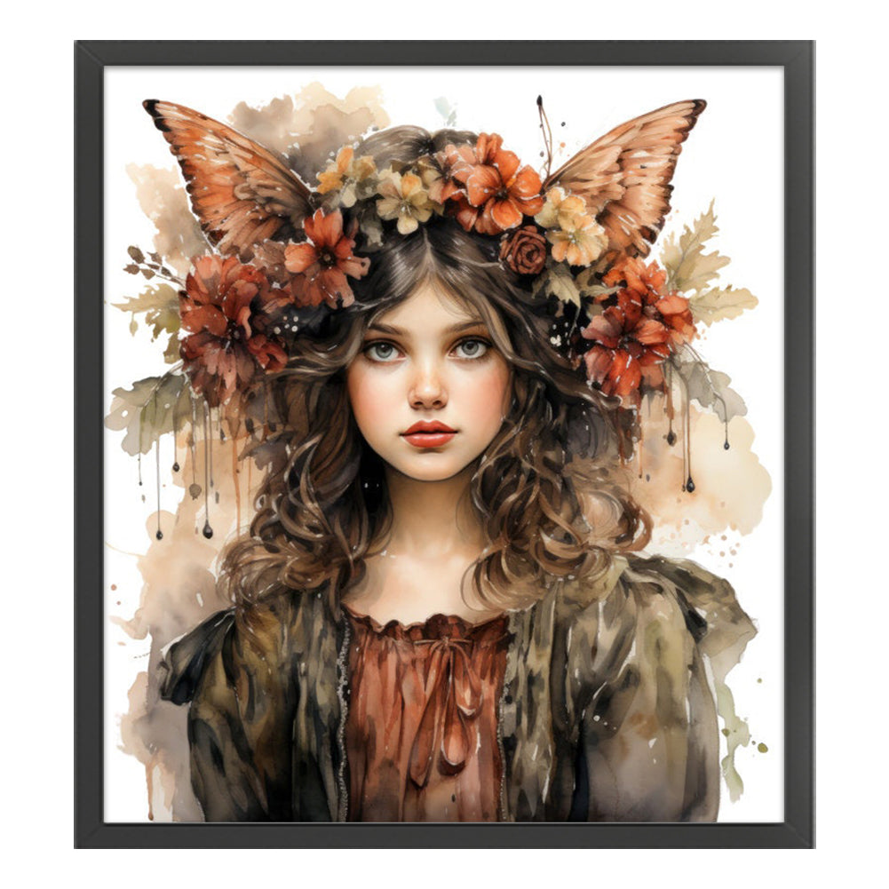 Flowers Butterfly Girl - 11CT Stamped Cross Stitch 50*55CM