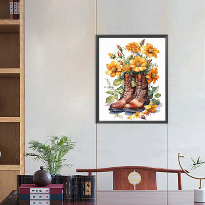 Flower Boots - Full Round Drill Diamond Painting 40*50CM
