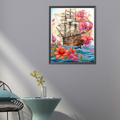 Sailboat - Full Round Drill Diamond Painting 40*50CM