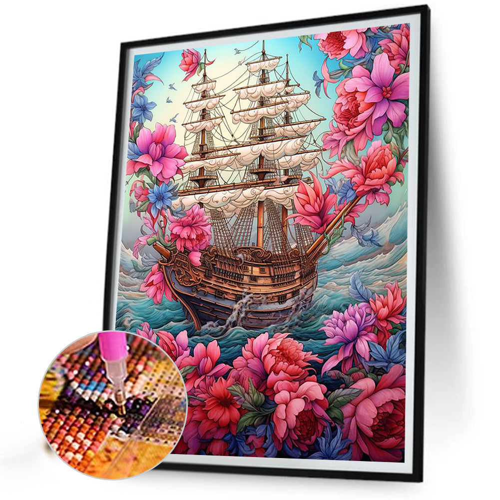 Sailboat - Full Round Drill Diamond Painting 40*50CM