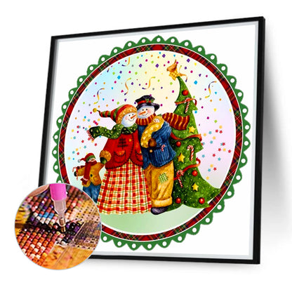 Christmas Snowman Christmas Tree - Full Round Drill Diamond Painting 40*40CM