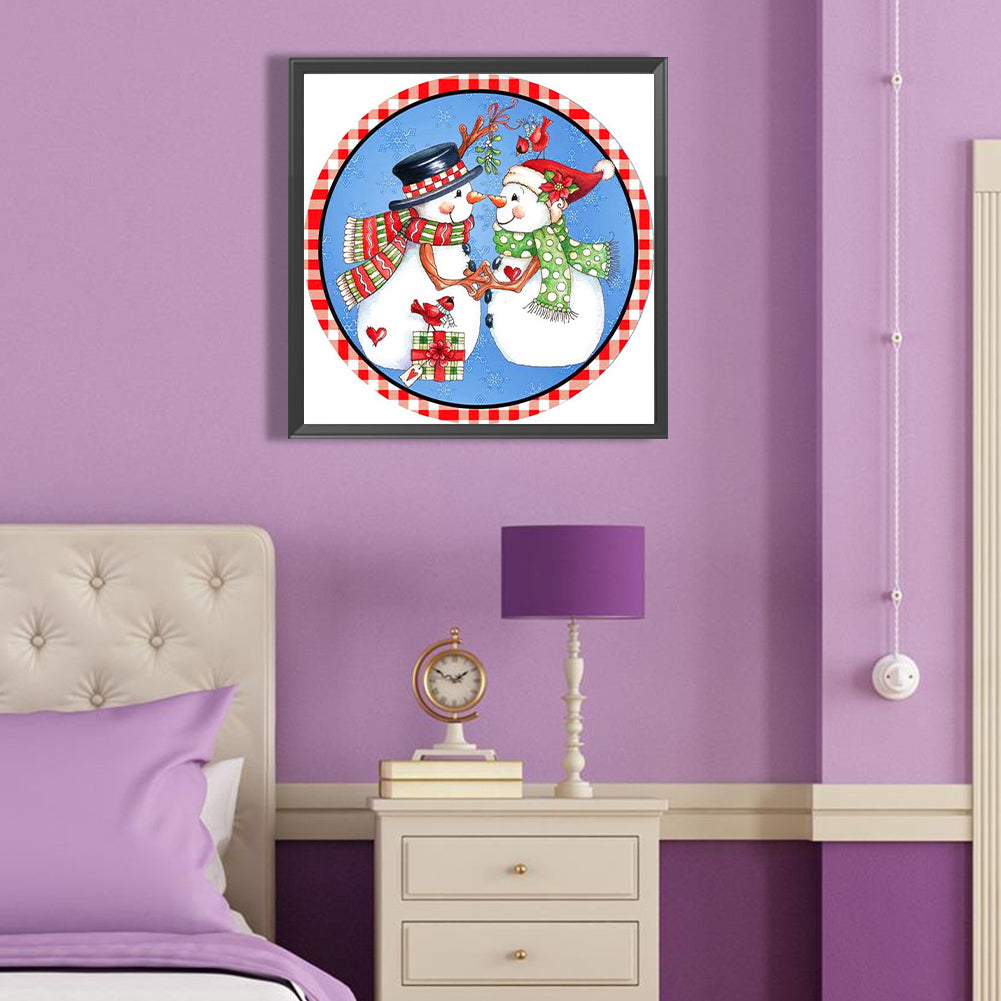 Two Christmas Snowmen - Full Round Drill Diamond Painting 40*40CM