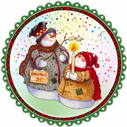 Candle Christmas Snowman - Full Round Drill Diamond Painting 40*40CM