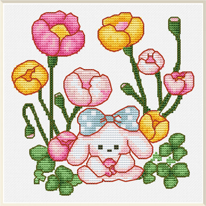 Zen Rabbit - 11CT Stamped Cross Stitch 30*30CM(Spring)