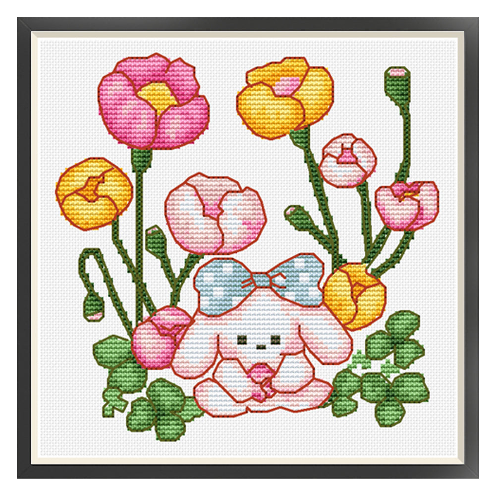 Zen Rabbit - 11CT Stamped Cross Stitch 30*30CM(Spring)