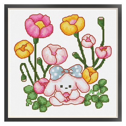 Zen Rabbit - 11CT Stamped Cross Stitch 30*30CM(Spring)