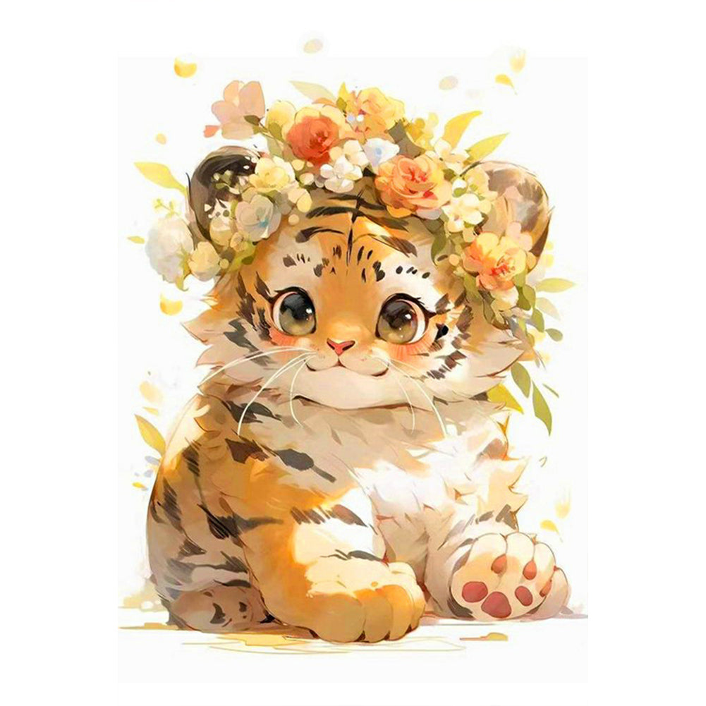 Sitting Tiger - Full Round Drill Diamond Painting 40*60CM