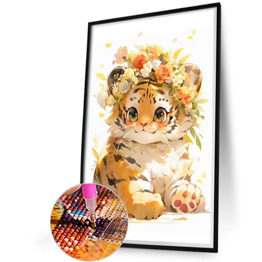 Sitting Tiger - Full Round Drill Diamond Painting 40*60CM