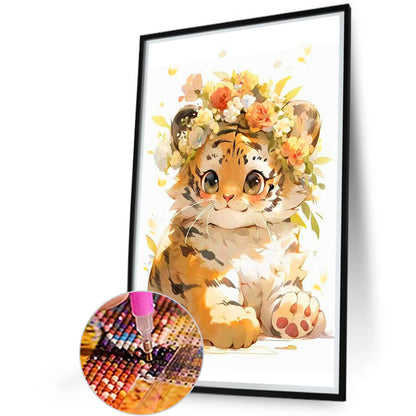 Sitting Tiger - Full Round Drill Diamond Painting 40*60CM