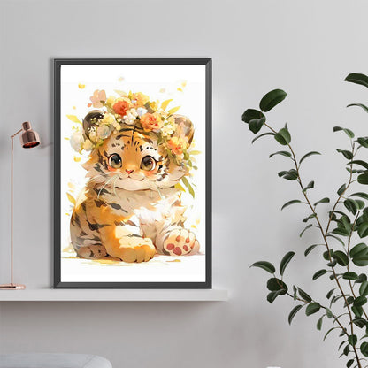 Sitting Tiger - Full Round Drill Diamond Painting 40*60CM
