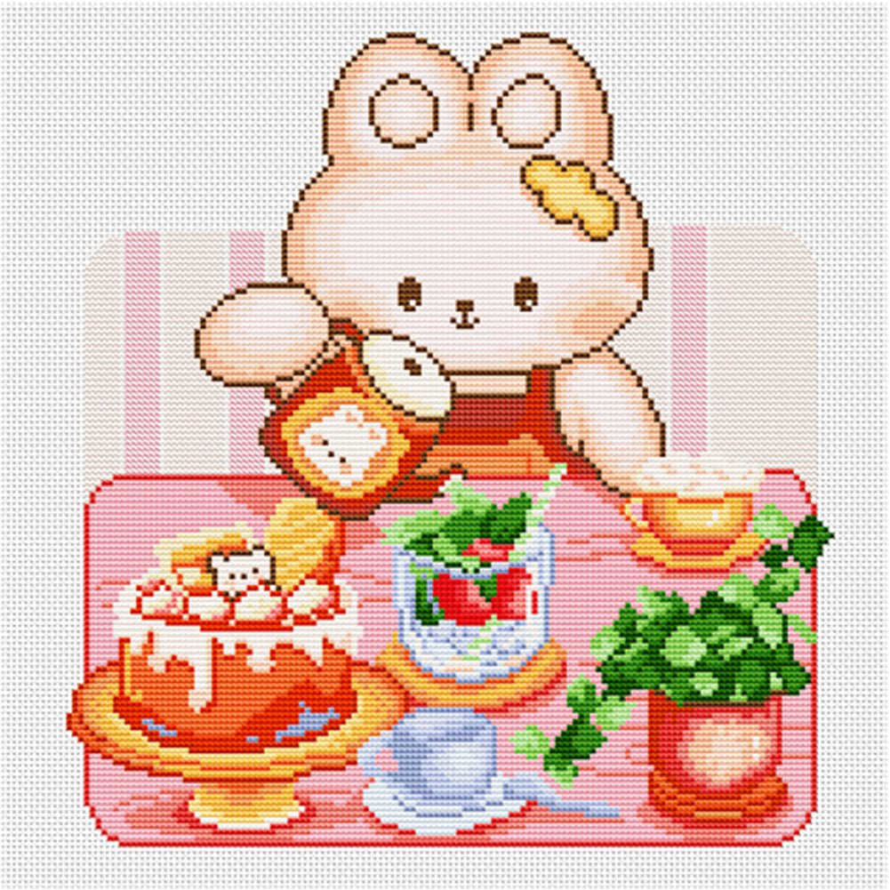 Bunny Afternoon Tea - 11CT Stamped Cross Stitch 45*45CM(Spring)