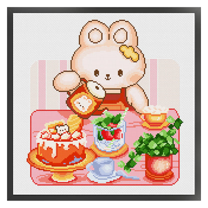 Bunny Afternoon Tea - 11CT Stamped Cross Stitch 45*45CM(Spring)