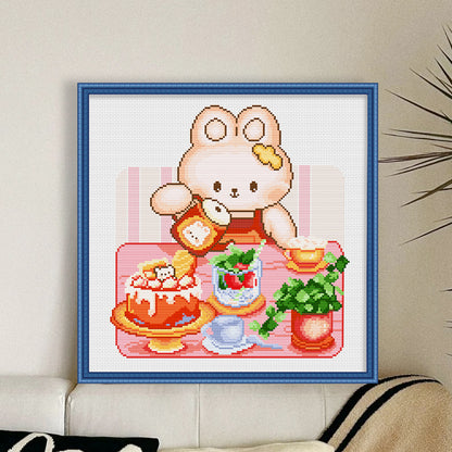 Bunny Afternoon Tea - 11CT Stamped Cross Stitch 45*45CM(Spring)