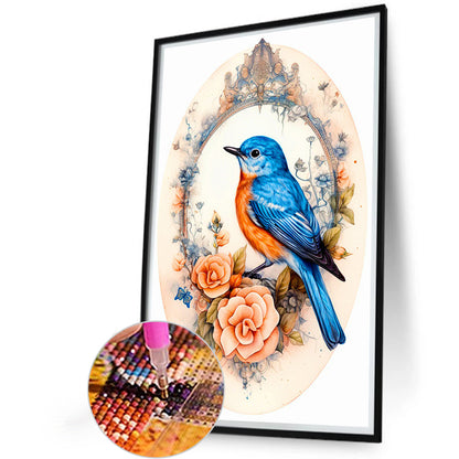 Bluebird On Flower - Full Round Drill Diamond Painting 40*60CM
