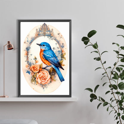 Bluebird On Flower - Full Round Drill Diamond Painting 40*60CM